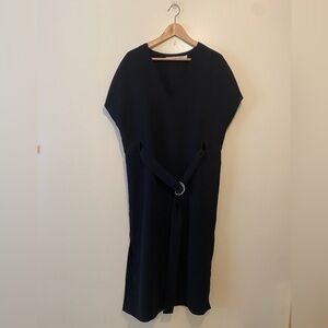 & Other Stories Black Midi Slit Dress with Belt. Size 8